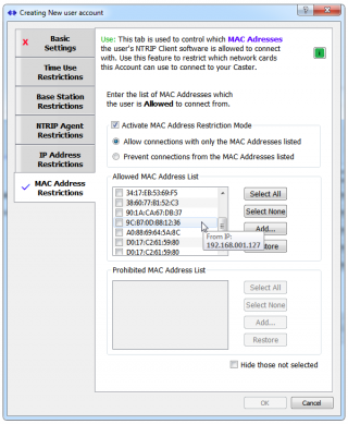 Restricting Users, by MAC - SNIP Support